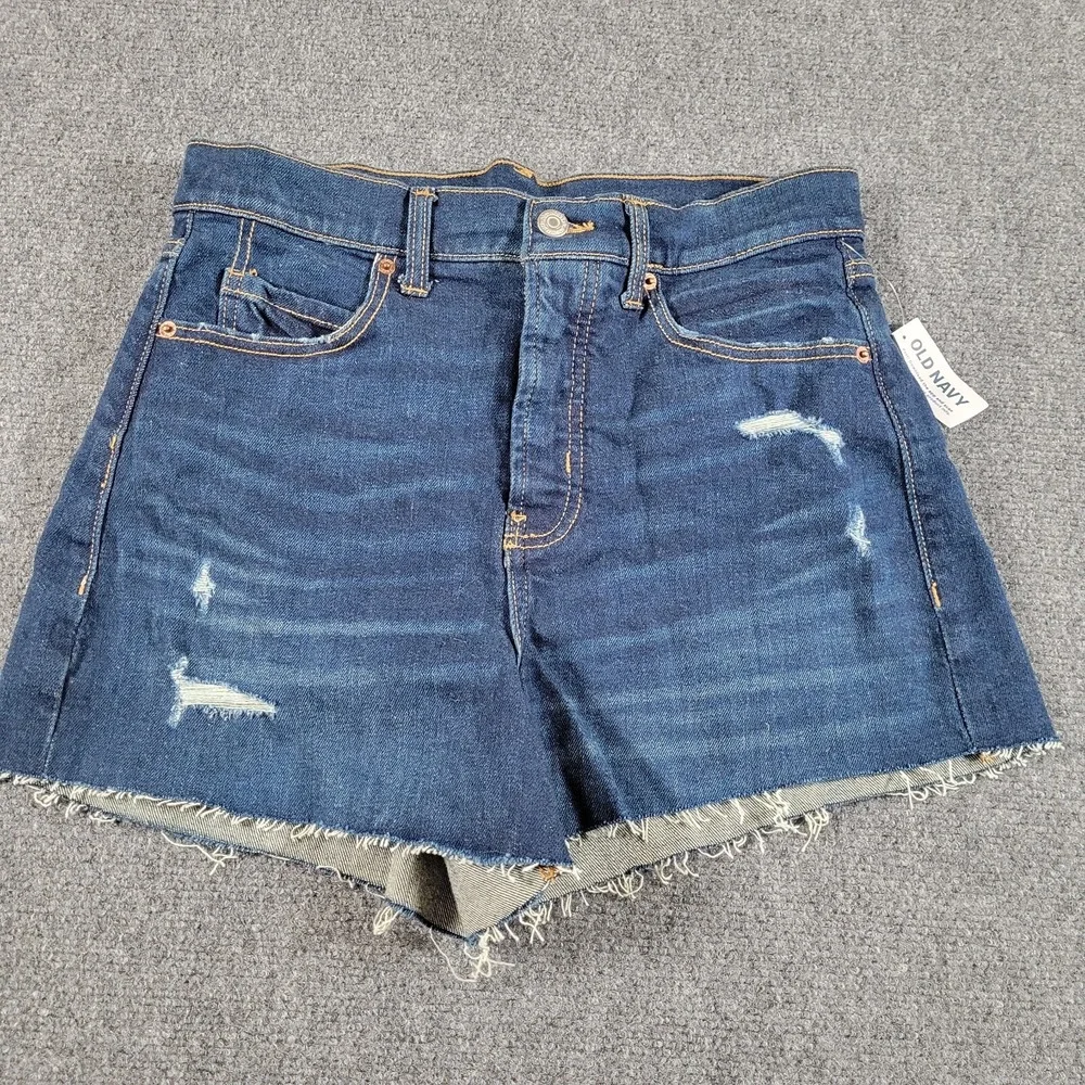 Old Navy Cut Off Shorts Women 6 Sky-Hi A-Line High Rise Factory Distressed NWT